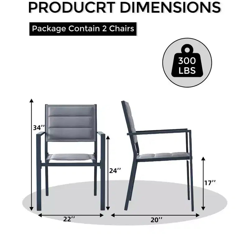 GustoWave Juego de 4 sillones apilables, sillas de comedor de aluminio para exterior con asientos acolchados gruesos, sillas de jardín apilables con reposabrazos