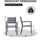 GustoWave Juego de 4 sillones apilables, sillas de comedor de aluminio para exterior con asientos acolchados gruesos, sillas de jardín apilables con reposabrazos