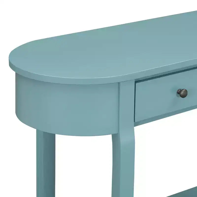 Mesa de consola retro MAYEERTY con diseño curvo y esmalte liso para entradas, salas de estar, pasillos, verde turquesa