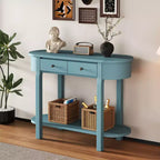 Mesa de consola retro MAYEERTY con diseño curvo y esmalte liso para entradas, salas de estar, pasillos, verde turquesa