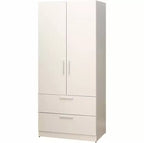 Armario de madera de dos puertas HomeStock Emma con dos cajones y barras para colgar en blanco