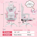 Silla Gaming Hoffree Rosa Linda Ergonómica para Niñas con Reposapiés y Masaje Lumbar