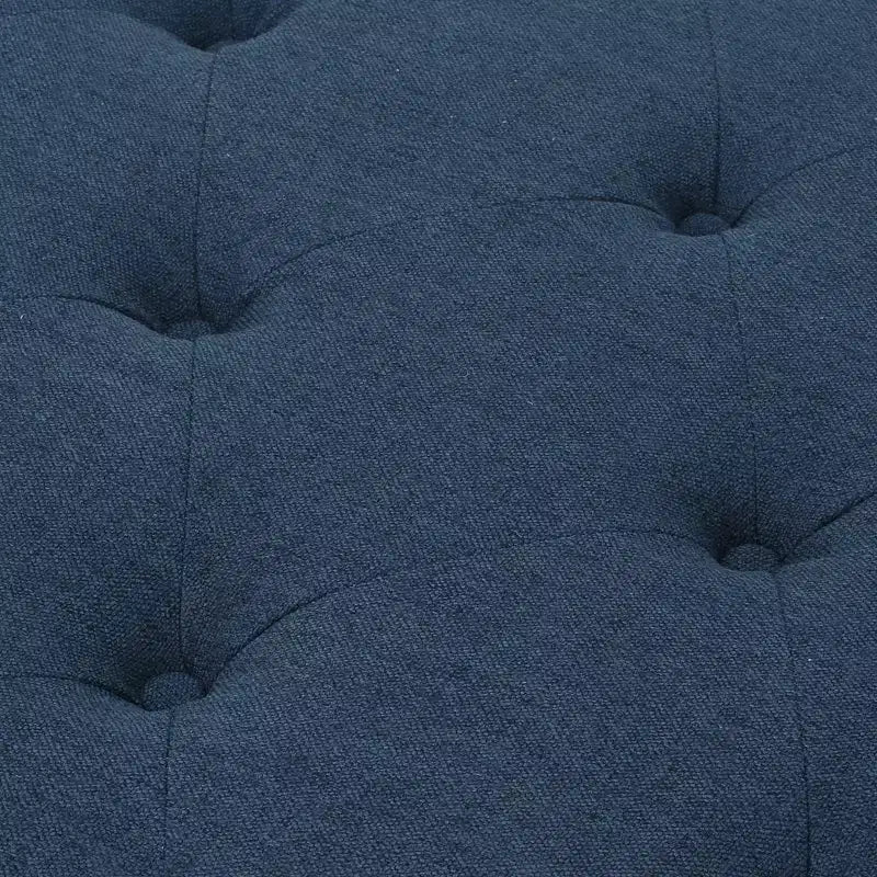 Puf cuadrado contemporáneo GDFStudio Piper con botones, costuras en forma de diamante y patas de abedul