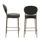 MAYEERTY Juego de 2 taburetes de bar tapizados de 74 cm, taburetes de comedor de piel sintética con patas doradas, sillas redondas modernas verdes para cocina