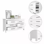 Cómoda moderna rectangular Okak para dormitorio con 6 cajones y tiradores de metal negro, amplio gabinete de almacenamiento para sala de estar, pasillo, entrada