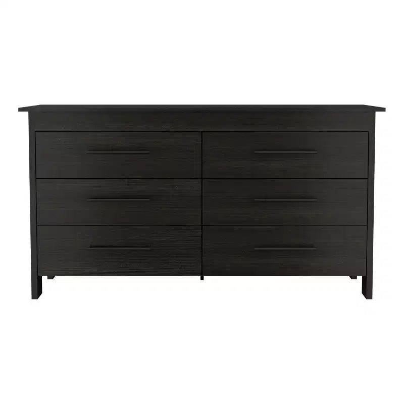 Cómoda moderna rectangular Okak para dormitorio con 6 cajones y tiradores de metal negro, amplio gabinete de almacenamiento para sala de estar, pasillo, entrada