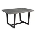 Mesa de Comedor Rectangular Okak de 72/52 Pulgadas con Tapa de Madera Maciza con Acabado Envejecido y Estructura Abierta de Metal para Comedor