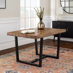 Mesa de Comedor Rectangular Okak de 72/52 Pulgadas con Tapa de Madera Maciza con Acabado Envejecido y Estructura Abierta de Metal para Comedor