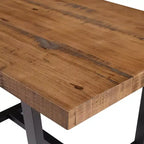 Mesa de Comedor Rectangular Okak de 72/52 Pulgadas con Tapa de Madera Maciza con Acabado Envejecido y Estructura Abierta de Metal para Comedor
