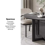 Mesa de comedor redonda de ratán negro de 46 pulgadas para 4-6 personas, apta para comedor y sala de estar