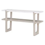 MAYEERTY Mesa de consola con parte superior efecto mármol y estante abierto para pasillo sala de estar, gris