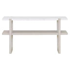 MAYEERTY Mesa de consola con parte superior efecto mármol y estante abierto para pasillo sala de estar, gris