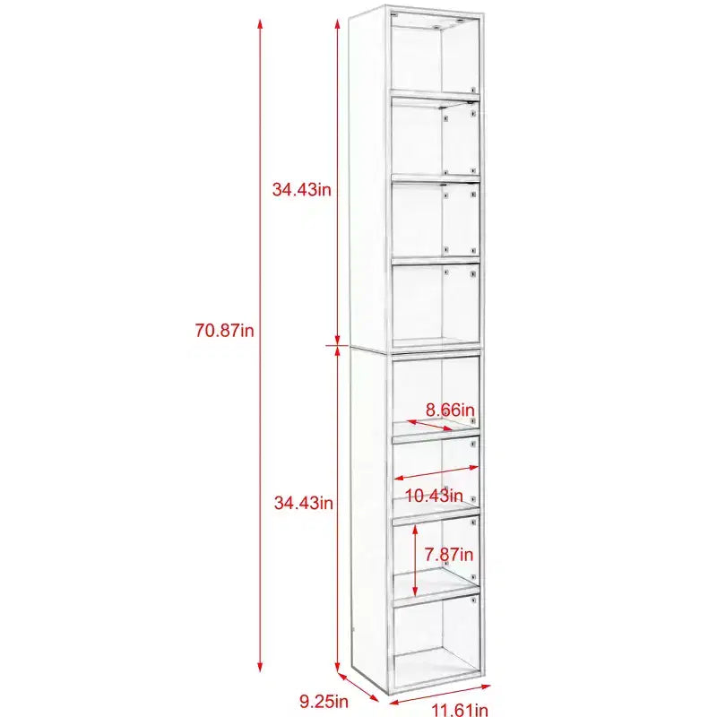 MAYEERTY Estantería de torre multimedia de 8 niveles, estantería estrecha y alta con estantes ajustables para sala de estar del hogar, color blanco