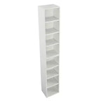 MAYEERTY Estantería de torre multimedia de 8 niveles, estantería estrecha y alta con estantes ajustables para sala de estar del hogar, color blanco