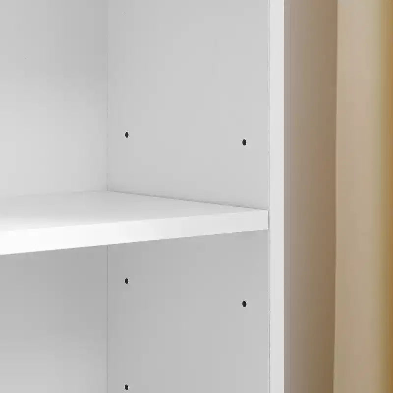 MAYEERTY Estantería de torre multimedia de 8 niveles, estantería estrecha y alta con estantes ajustables para sala de estar del hogar, color blanco
