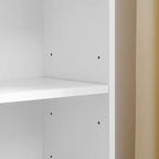 MAYEERTY Estantería de torre multimedia de 8 niveles, estantería estrecha y alta con estantes ajustables para sala de estar del hogar, color blanco