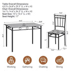 Juego de comedor Dyonery para 4 personas con tablero de 1.6 de grosor, juego de mesa de cocina de 5 piezas, juego de mesa y sillas de comedor que ahorra espacio