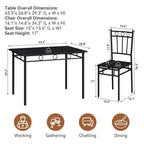 Juego de comedor Dyonery para 4 personas con tablero de 1.6 de grosor, juego de mesa de cocina de 5 piezas, juego de mesa y sillas de comedor que ahorra espacio