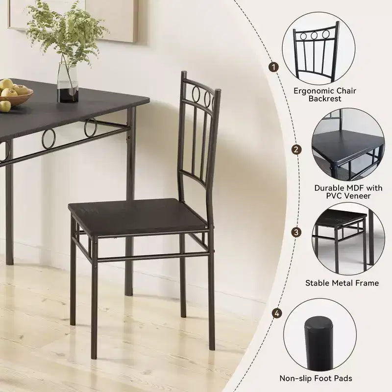 Juego de comedor Dyonery para 4 personas con tablero de 1.6 de grosor, juego de mesa de cocina de 5 piezas, juego de mesa y sillas de comedor que ahorra espacio