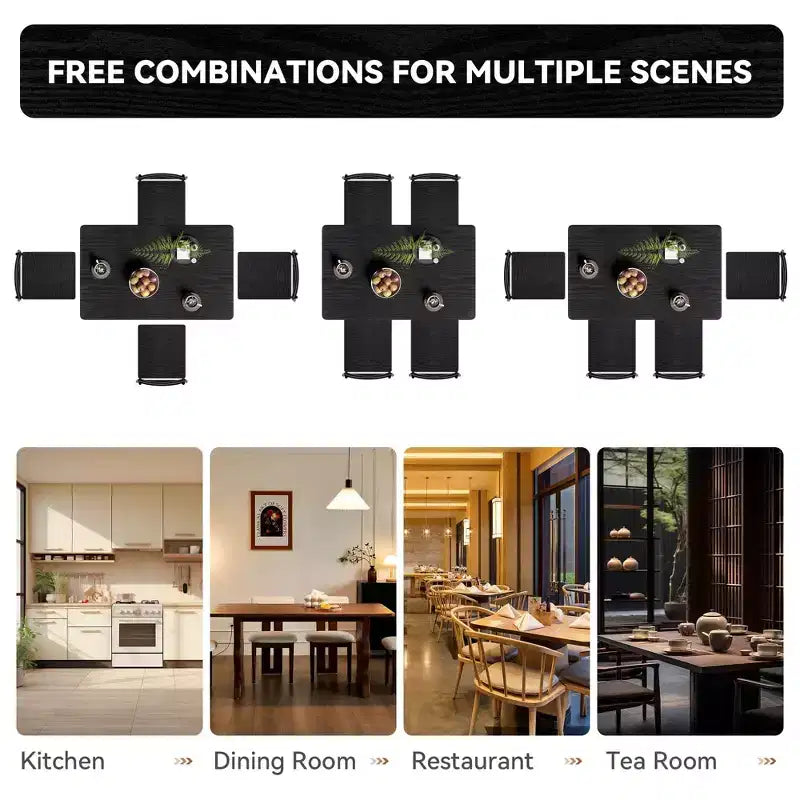Juego de comedor Dyonery para 4 personas con tablero de 1.6 de grosor, juego de mesa de cocina de 5 piezas, juego de mesa y sillas de comedor que ahorra espacio