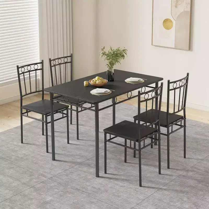 Juego de comedor Dyonery para 4 personas con tablero de 1.6 de grosor, juego de mesa de cocina de 5 piezas, juego de mesa y sillas de comedor que ahorra espacio