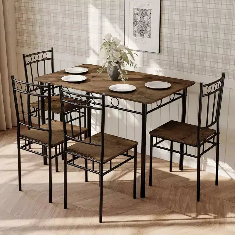 Juego de comedor Dyonery para 4 personas con tablero de 1.6 de grosor, juego de mesa de cocina de 5 piezas, juego de mesa y sillas de comedor que ahorra espacio