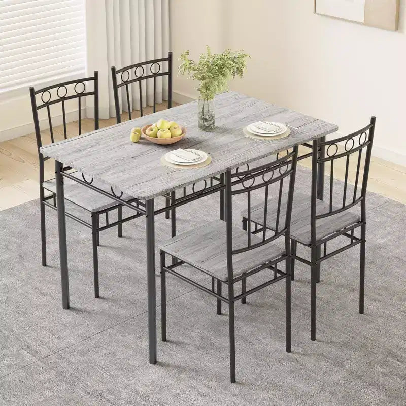 Juego de comedor Dyonery para 4 personas con tablero de 1.6 de grosor, juego de mesa de cocina de 5 piezas, juego de mesa y sillas de comedor que ahorra espacio