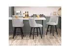 Dyonery 26 Taburetes de bar de altura de encimera (juego de 2), taburetes de cocina tapizados giratorios con respaldo, patas de madera maciza, gris