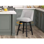 Dyonery 26 Taburetes de bar de altura de encimera (juego de 2), taburetes de cocina tapizados giratorios con respaldo, patas de madera maciza, gris