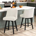 Dyonery 26 Height Counter Height Bar Stools Set of 2, Upholstered Swivel Fabric Kitchen Counter Stools with Back, Solid Wood Legs, Grey