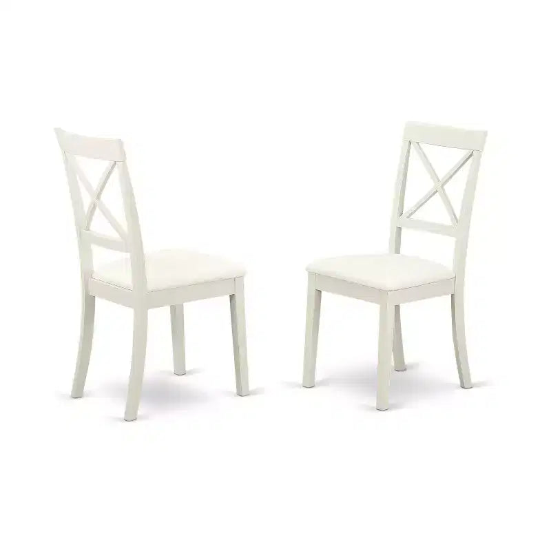 HomeStock Belmont, juego de 5 piezas con una mesa Weston y 4 sillas con asientos de piel sintética, blanco lino