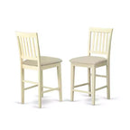 Juego de muebles de comedor HomeStock Belmont de 5 piezas que incluye una mesa de comedor redonda con pedestal y 4 sillas con asiento de madera, 42x42 pulgadas, blanco lino