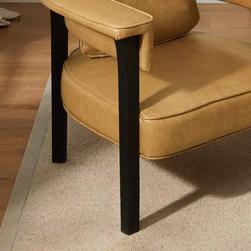 Sillón Art Leon de piel con estructura de madera de fresno