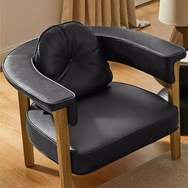 Sillón Art Leon de piel con estructura de madera de fresno