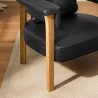Sillón Art Leon de piel con estructura de madera de fresno