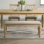 Banco de comedor tapizado Roundhill Furniture Verta de madera maciza, acabado roble claro