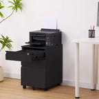 Archivador de 3 cajones con cerradura, archivador vertical de metal con ruedas, archivador móvil debajo del escritorio para la oficina en casa y sala de estudio
