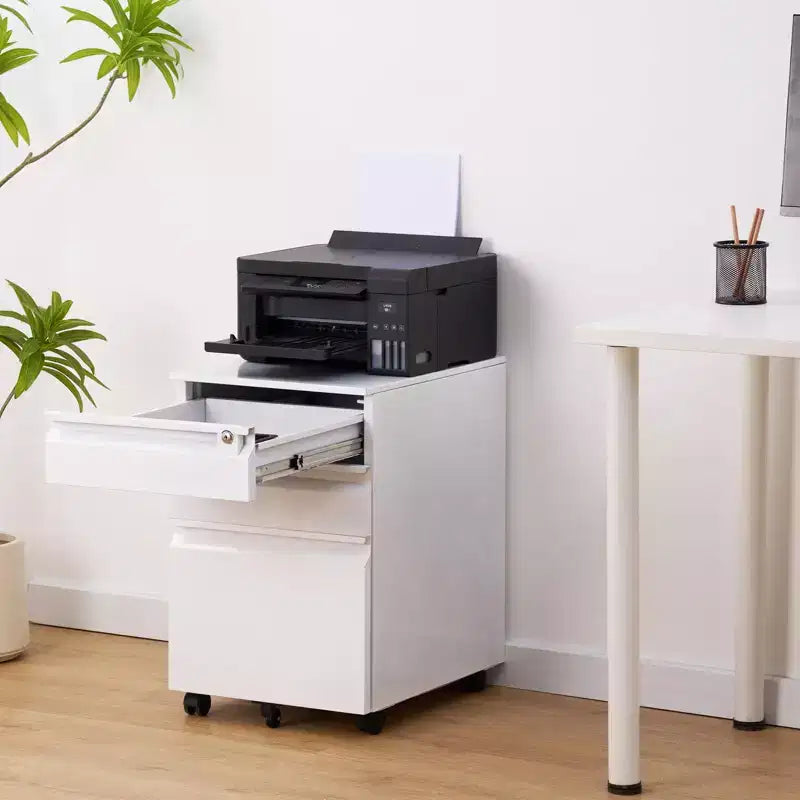 Archivador de 3 cajones con cerradura, archivador vertical de metal con ruedas, archivador móvil debajo del escritorio para la oficina en casa y sala de estudio