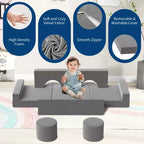 Sofá de juegos modular para niños, sofá para niños pequeños de 13 piezas con fundas de terciopelo lavables, silla de piso de espuma convertible para sala de juegos, sala de estar