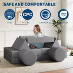 Sofá de juegos modular para niños, sofá para niños pequeños de 13 piezas con fundas de terciopelo lavables, silla de piso de espuma convertible para sala de juegos, sala de estar
