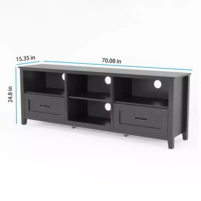 Mueble de TV TROPOW para televisores de hasta 70 pulgadas, centro de entretenimiento, consola multimedia con cajones, estante abierto, amplio espacio de almacenamiento, aparador de cocina