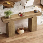 Mesa de entrada Lantine 63, mesa consola de madera con 2 patas de pedestal arqueadas, mesa de sofá detrás del sofá para pasillo, sala de estar