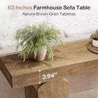 Mesa de entrada Lantine 63, mesa consola de madera con 2 patas de pedestal arqueadas, mesa de sofá detrás del sofá para pasillo, sala de estar