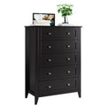 5 Drawer Dresser for Bedroom, Black Tall Wooden Dresser with Deep Storage Drawers & Metal Knobs, Modern Chest of Drawers for Bedroom, Entryway