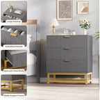 Cómoda para dormitorio, cómoda de 3 cajones con patas de metal, organizador de cajones moderno con amplio espacio de almacenamiento, cómoda para dormitorio, sala de estar