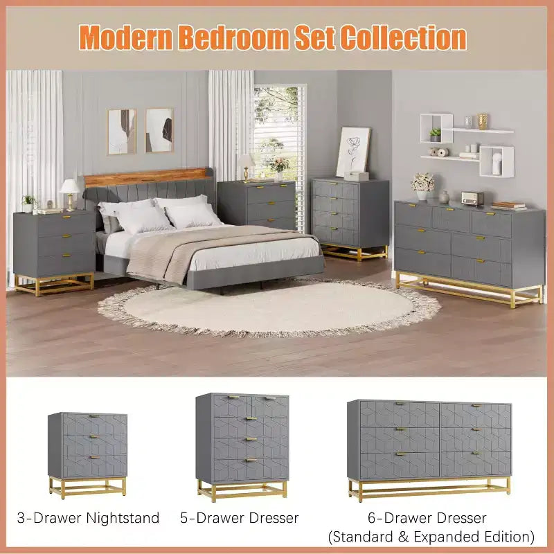 Cómoda para dormitorio, cómoda de 3 cajones con patas de metal, organizador de cajones moderno con amplio espacio de almacenamiento, cómoda para dormitorio, sala de estar