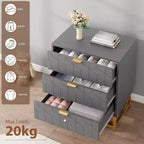 Cómoda para dormitorio, cómoda de 3 cajones con patas de metal, organizador de cajones moderno con amplio espacio de almacenamiento, cómoda para dormitorio, sala de estar