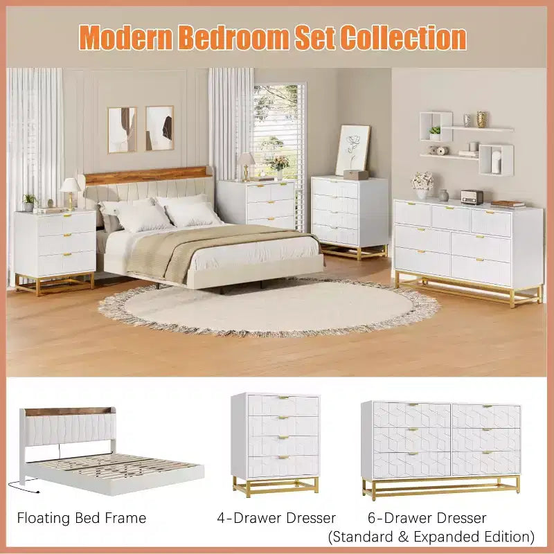 Cómoda para dormitorio, cómoda de 3 cajones con patas de metal, organizador de cajones moderno con amplio espacio de almacenamiento, cómoda para dormitorio, sala de estar