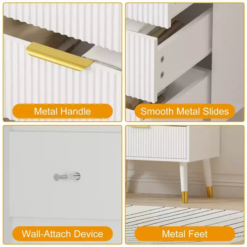Cómoda de 5 cajones para dormitorio, Cómodas modernas para armario, Cómoda de almacenamiento, Mueble organizador con cajones, Cómoda para dormitorio (2 unidades)