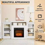 Mueble de TV de 60 pulgadas, mueble de TV estilo rústico con 2 puertas de vidrio, mesa de consola para sala de estar, blanco